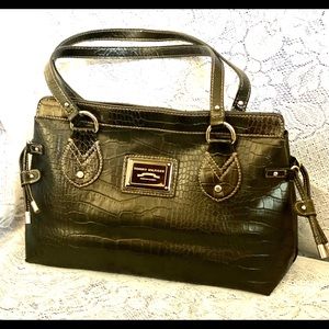 Tommy Hilfiger Shoulder bag-black faux alligator